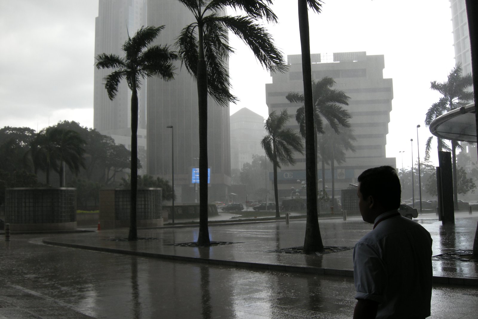Heavy tropical rain in central Kuala Lumpur